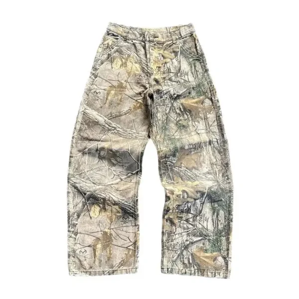 Waed Denim Camouflage Pants American Sle Branches Wide Leg Loose Straight Cut Jeans Low Waist Long Trousers for Women - Image 5
