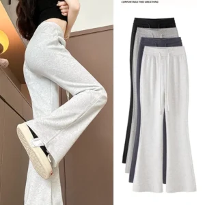 ay High Waist Bell Bot Pants Women's Summer 2025 New Casual Sports Sweatpants Small Size Slimming Hoof Pants