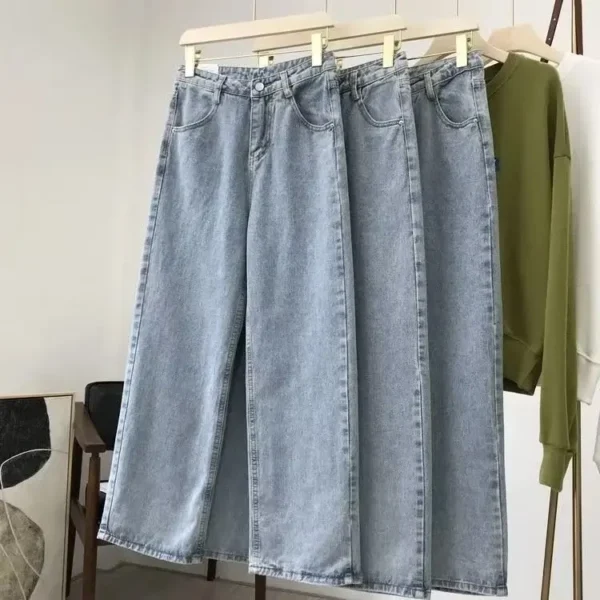 High Waist Dad Jeans Women's Summer New Sle Korean Loose Slimming Wide Leg Long Pants Thin Denim Fabric Autumn Season - Image 4