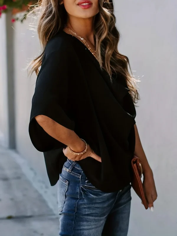 Women Plus Size Woven Spring And Autumn T-shirt - Image 2