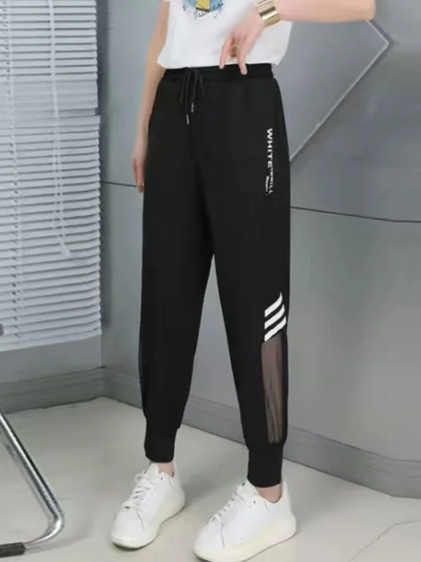 Ice Silk Qui Dry Summer Thin Me Harlan Pants Women's Spor Slimming High Waist Nine Point Casual Pants Korean Sle - Image 5