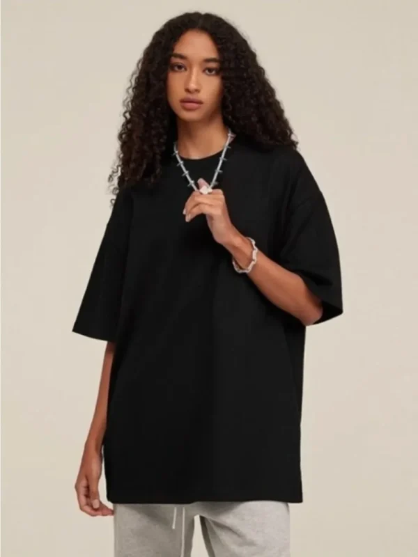 Plus Size T-Shirt Women Pure Wihte Color Short Sleeve Simple Style Round Neck Casual Loose Fit Cotton Tee Summer Oversized Tops - Image 2