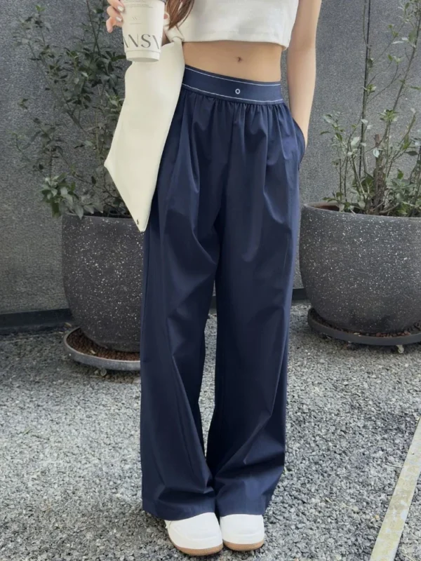 Navy Blue Sweatpants Women Elastic Waist Loose Sports Fitness Casual Pants Breathable Quick Drying Black Yoga Pants Women - Image 2