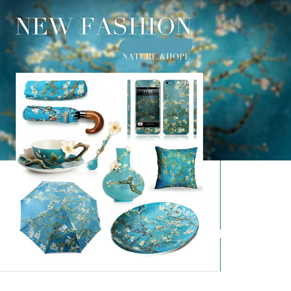 Spain Luxury Silk Scarf Women Designer Van Gogh Oil Painting Floral Silk Shawls Pashmina Ladies Wraps Scarves Foulard New Hijab (Men's & Women's) - Image 4