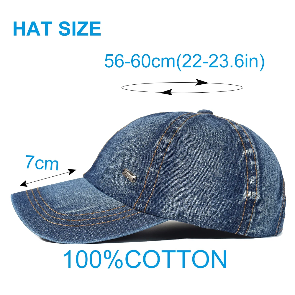Vintage Washed Cotton Baseball Cap Men Women Denim Dad Hat Adjustable Trucker Style Low Profile - Image 4
