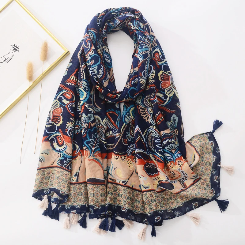 Floral Brand Scarf Luxury Designers New Style Women Elegant Scarves Hug Shawls Pink Purple Scarf Bandana Fashion Design Shawls (Men's & Women's) - Image 3