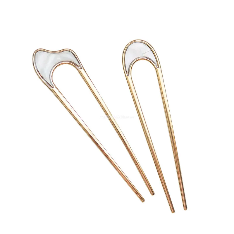 Fashionable U-shaped Hairpin Shell Hairpin Metal U Shaped Hair Pins Hair Fork French Simple Hair Accessories for Women (Men's & Women's) - Image 6