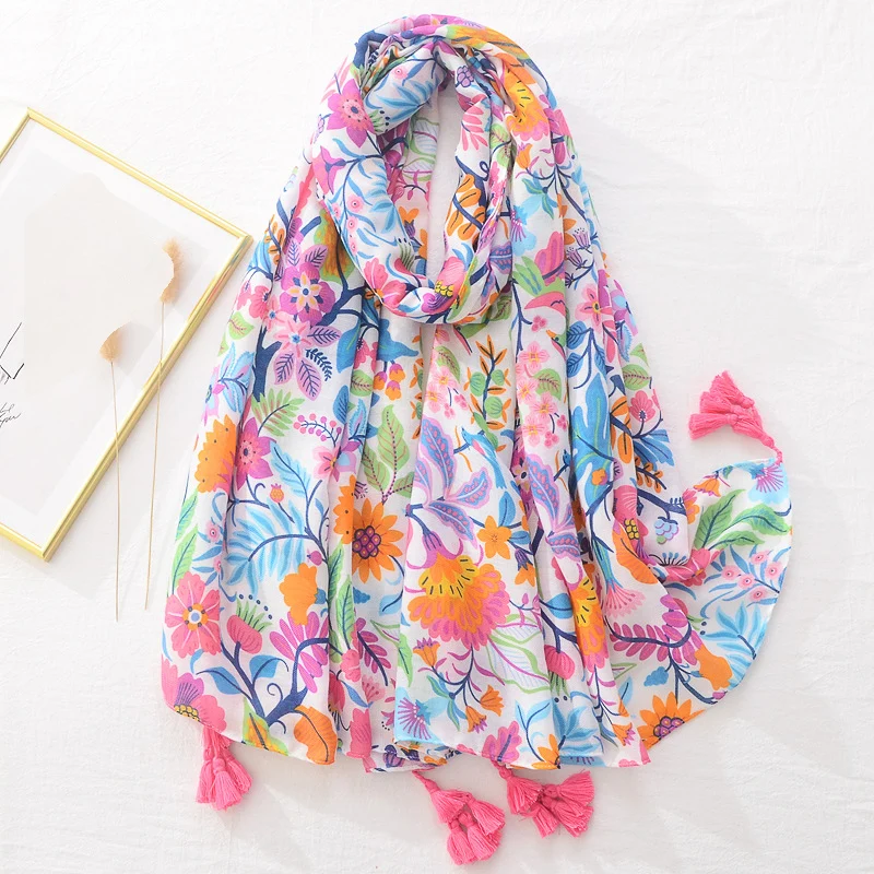 Floral Brand Scarf Luxury Designers New Style Women Elegant Scarves Hug Shawls Pink Purple Scarf Bandana Fashion Design Shawls (Men's & Women's) - Image 2