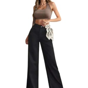 KOTTY Womens High Rise Cotton Lycra Regular Fit Solid Jeans Jade Black