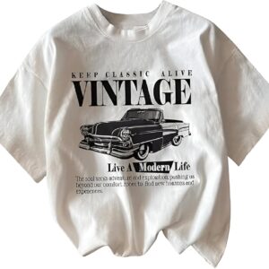 Jawdrobe Cotton Blend Oversized Fit Half Sleeve Printed Round Neck T-Shirt for Women | Valentine's Day Wear (Tshirt-Vintage-White-m)