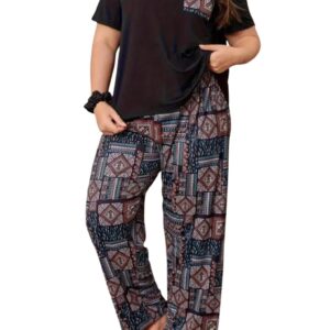 Celary Women’s Cotton Printed Night Suit Set||Soft & Breathable Short Sleeve Top & Ethnic Print Pyjama Set||Korean Night Suit||Comfortable Home Wear & Sleepwear||Also Available in Plus Size