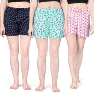 ARIEL Women's Regular Shorts(AR-W-Shorts-XXL-P3-S2(Cho+Che+SBE)_Multi-Coloured_XXL)