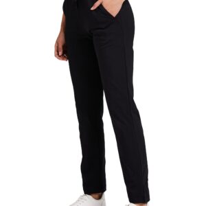 Van Heusen Women Athletic Fit Mid Rise Lounge Pants-Cotton Elastane-Smart Tech+,Easy Stain Release,Moisture Wicking,Ultra Soft_55303_Black_Xl