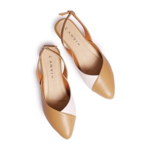 CANVI Stylish | Fancy | Comfortable Women's Ethnic Flats Sandals for Women and Girl, Synthetic Leather Sandals Casual Summer Beach Shoes Sandal (Beige, numeric_8)