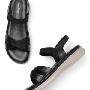 Marc Loire Women's Comfortable Slip on Casual Open Toe Flats Sandals (Black, UK Footwear Size System, Adult, Women, Numeric, Medium, 6)