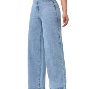 TAGAS Women's High Waisted Wide Leg Jeans – Baggy Denim Pants, Loose Fit Casual Straight Leg Pant for Girls & Womens (WDJ-6-SKY BLUE-30)