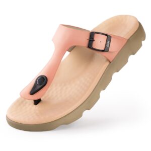Frido Cloud Comfort Sandal for Women | Lightweight Footwear with Soft PU Cushioned Footbed | Arch & Heel Support | Anti-Skid Sole, Adjustable Buckle Strap | Women's Footwear | Peach (7 UK-40 EUR)