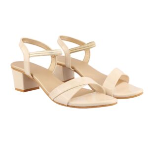 Shoetopia womens Heel-1700 Cream Heeled Sandal-EU41