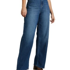 Amazon Brand - Symbol Women's Baggy Wide Leg Jeans (High Rise | Full Length) (JNS-07 Cont_Mid Blue_32)