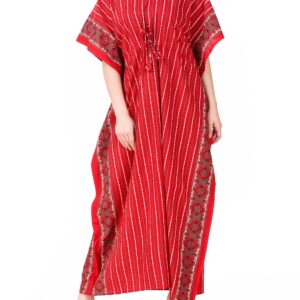 Masha Women's Cotton Printed Maxi Nighty (Red, Free Size)