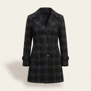 Women's Checked Woollen Winter Overcoat