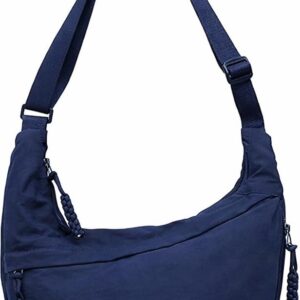 Lyrovo Travel Crossbody Crescent Bags for Women Over Shoulder Purse with Zipper Half Moon Sling Bag & Waist Bag Unisex Chest Bag