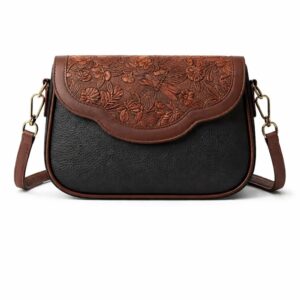 Floral Embossed Crossbody Sling Bag Small Shoulder Handbag for Daily Use Travel & Shopping Phone Purse with Adjustable Strap Lightweight Trendy Bag for Ladies & Girls