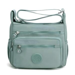 TS WITH TECHSUN Women’s Crossbody Sling Bag For Everyday Use, Nylon Shoulder Bag with Zipper Pockets, Adjustable Strap, Water Resistant Handbag for Travel, Shopping