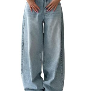 Women Black Wide Leg Baggy Denim Jeans