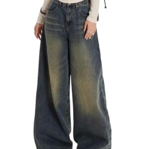 Women Wide Leg Baggy Casual Denim Jeans