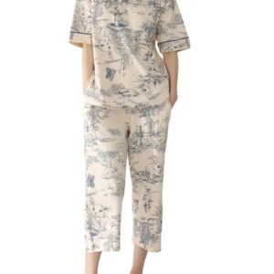 Louis Luxe Womens Korean Night Dress || Full Pyjama Set || Korean Nightsuit || Women Nightwear ||Round Neck Full Sleeve Nightsuit || Loungewear || Everyday Nightdress (ND-17)