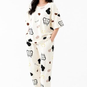 Women Printed T-Shirt and Track Pant Set | Cotton Co-Ord Night Suit for Women | Lounge Wear, Sleepwear, Gym Wear | Half Sleeve Top & Elastic Waist Joggers | Stylish